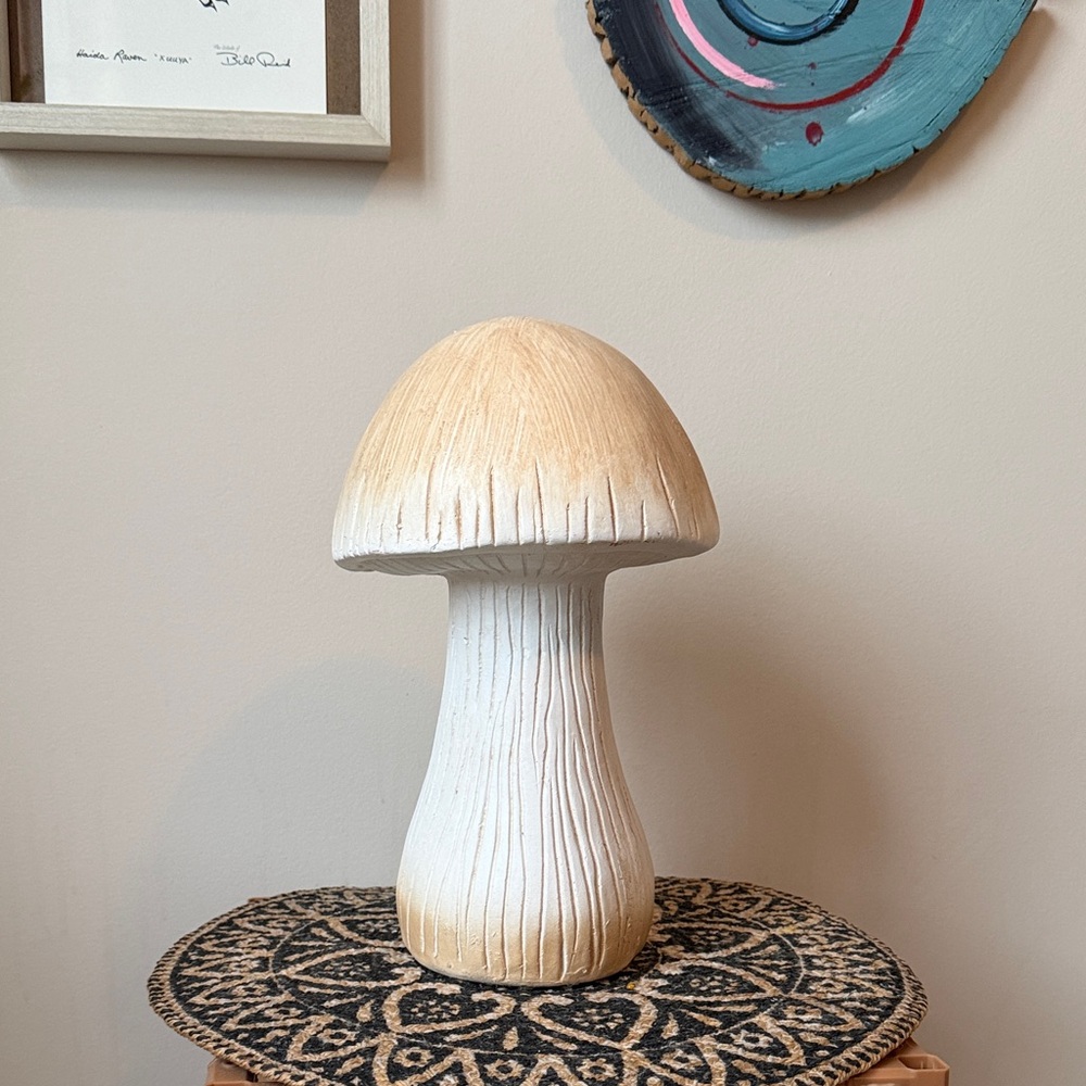 Elegant Cream and White Mushroom Clay Sculpture